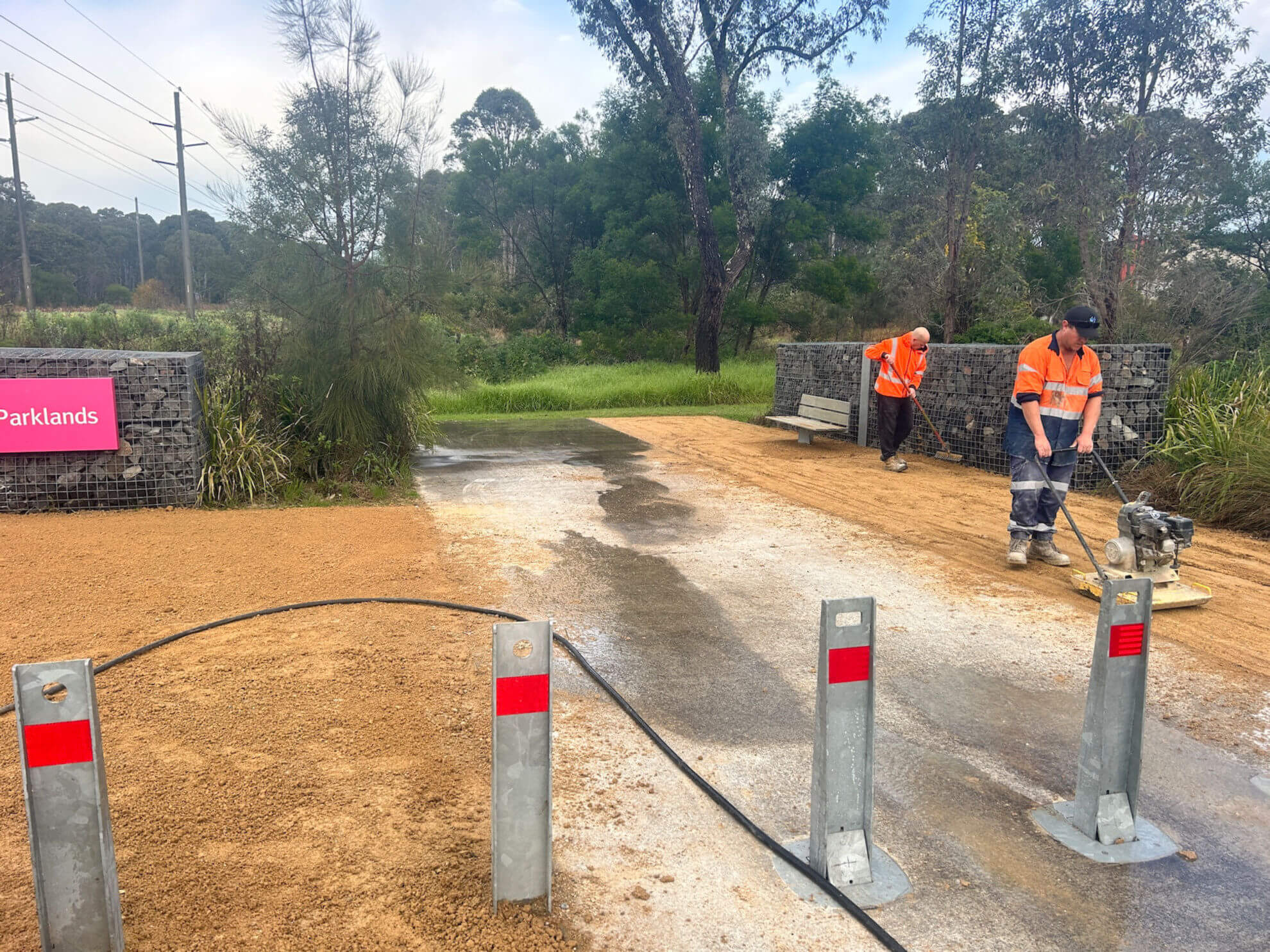 MB Landscaping team on a parkland project in NSW
