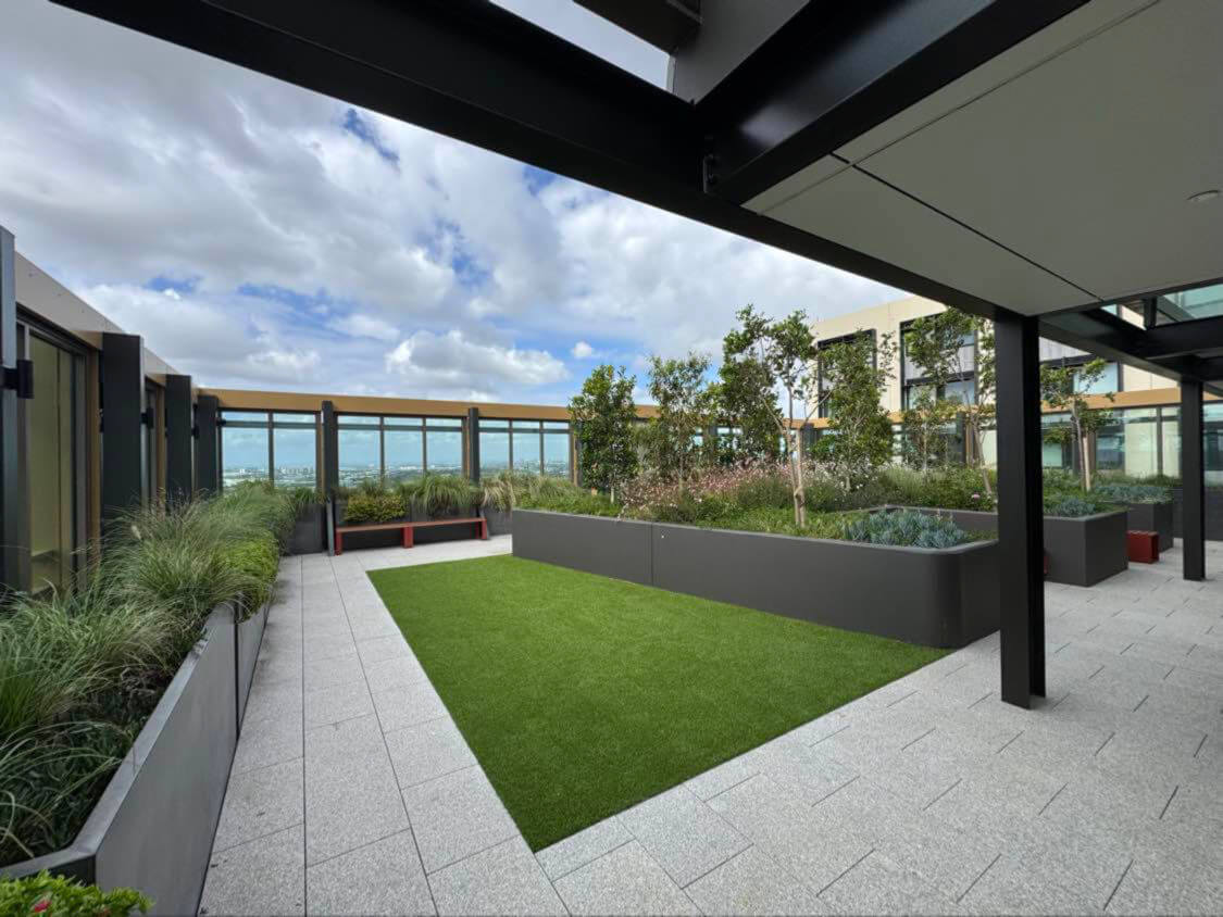 Wee Hur Accommodation rooftop terrace — commercial landscaping in Redfern by MB Landscaping